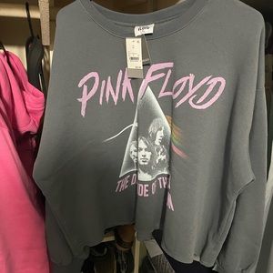 Women’s gray Pink Floyd crop top sweat shirt XL new with tags